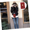 Women's PU Leather Phone Holder With Neck Strap Wallets Touch Screen Bags(Red)