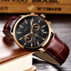 LIGE 9866F Mens Watches Top Brand Luxury Leather Casual Quartz Watch