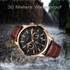 LIGE 9866F Mens Watches Top Brand Luxury Leather Casual Quartz Watch