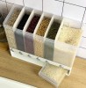 Wall Mounted Food Dispenser Whole Grains Rice Bucket Large Capacity 6-Grid Storage