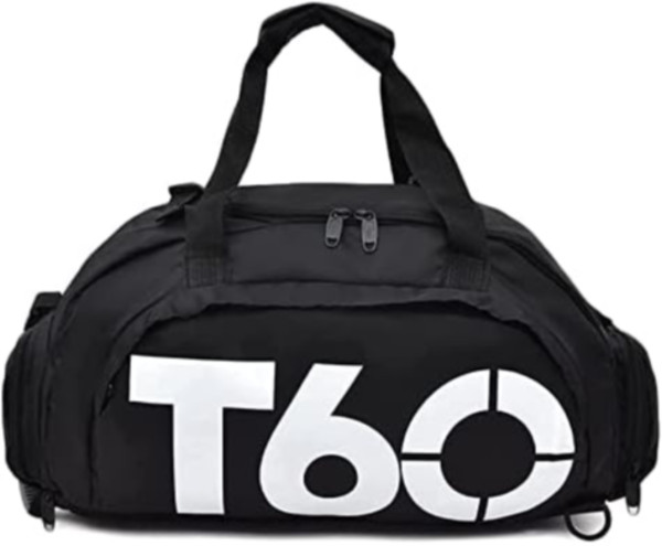 T60 Polyester Gym Duffle Pack Backpack - Black And White