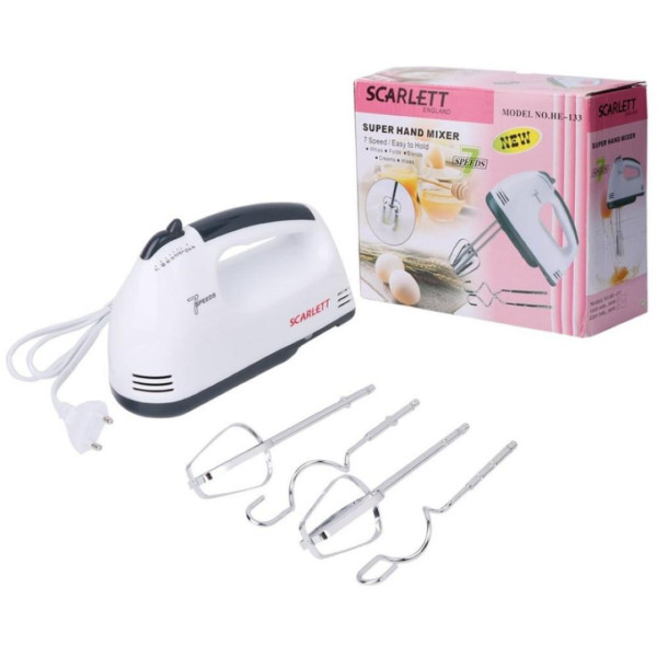 Scarlett Electric Egg Beater And Mixer For Cake Cream - 150W - White