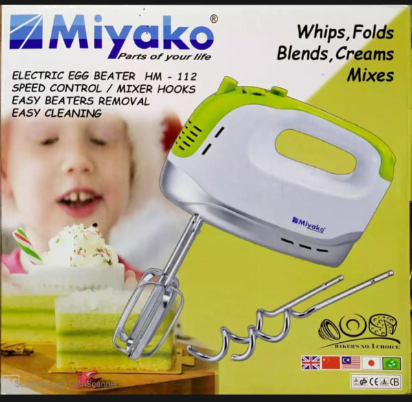 Miyako HM-112 Electric Hand Mixer - 300W - White