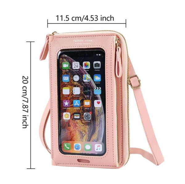 Women Bags Soft Leather Wallets Touch Screen ( pink color )