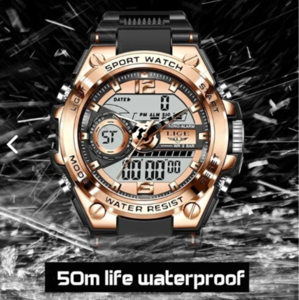 LIGE 8922 Men Military Watch Top Brand Waterproof Wristwatch