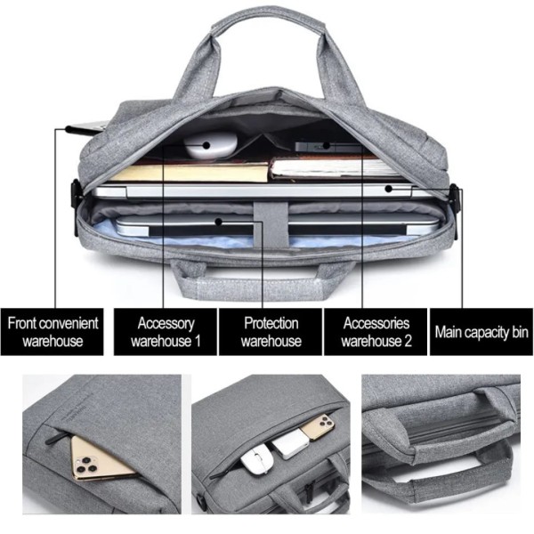 15 Inch Laptop Bags Office Documents Storage Bag Travel ( gray )