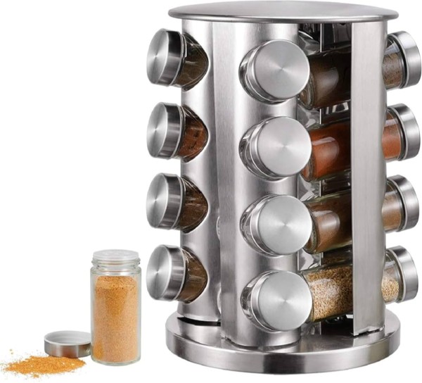 Rotating Spice Rack with 16 Spice Jars-2619