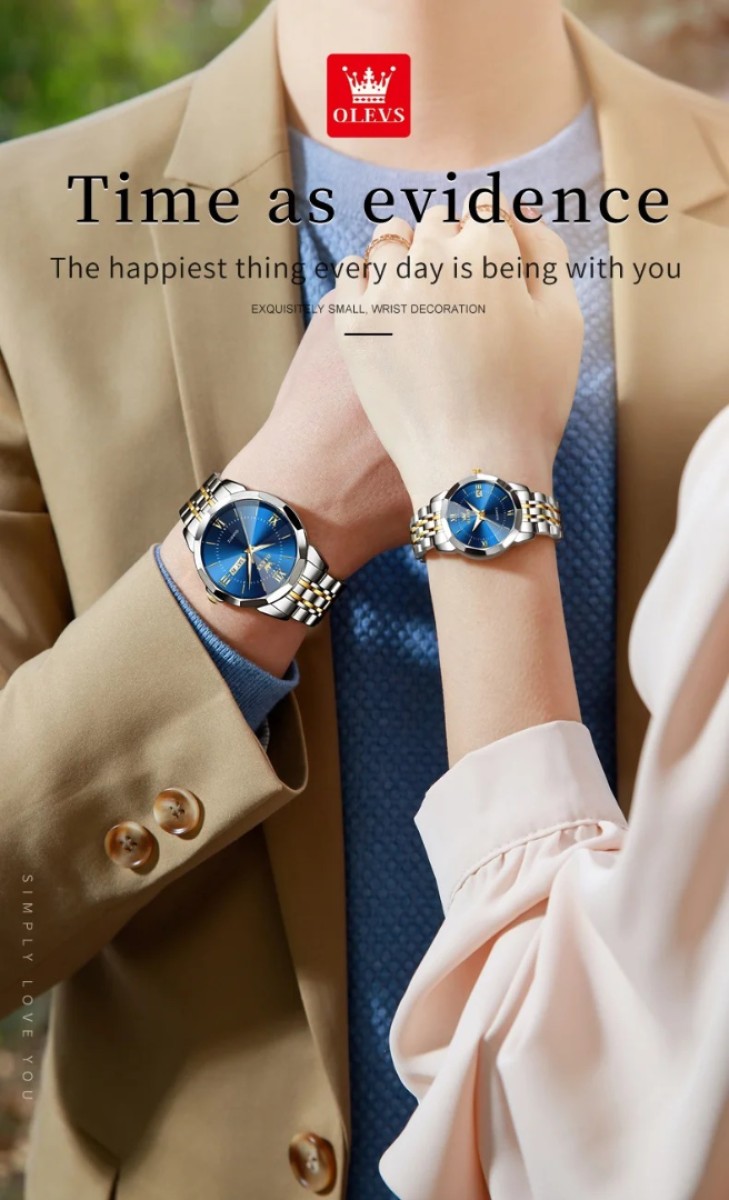 Olevs Stylish Couple-Blue Watch