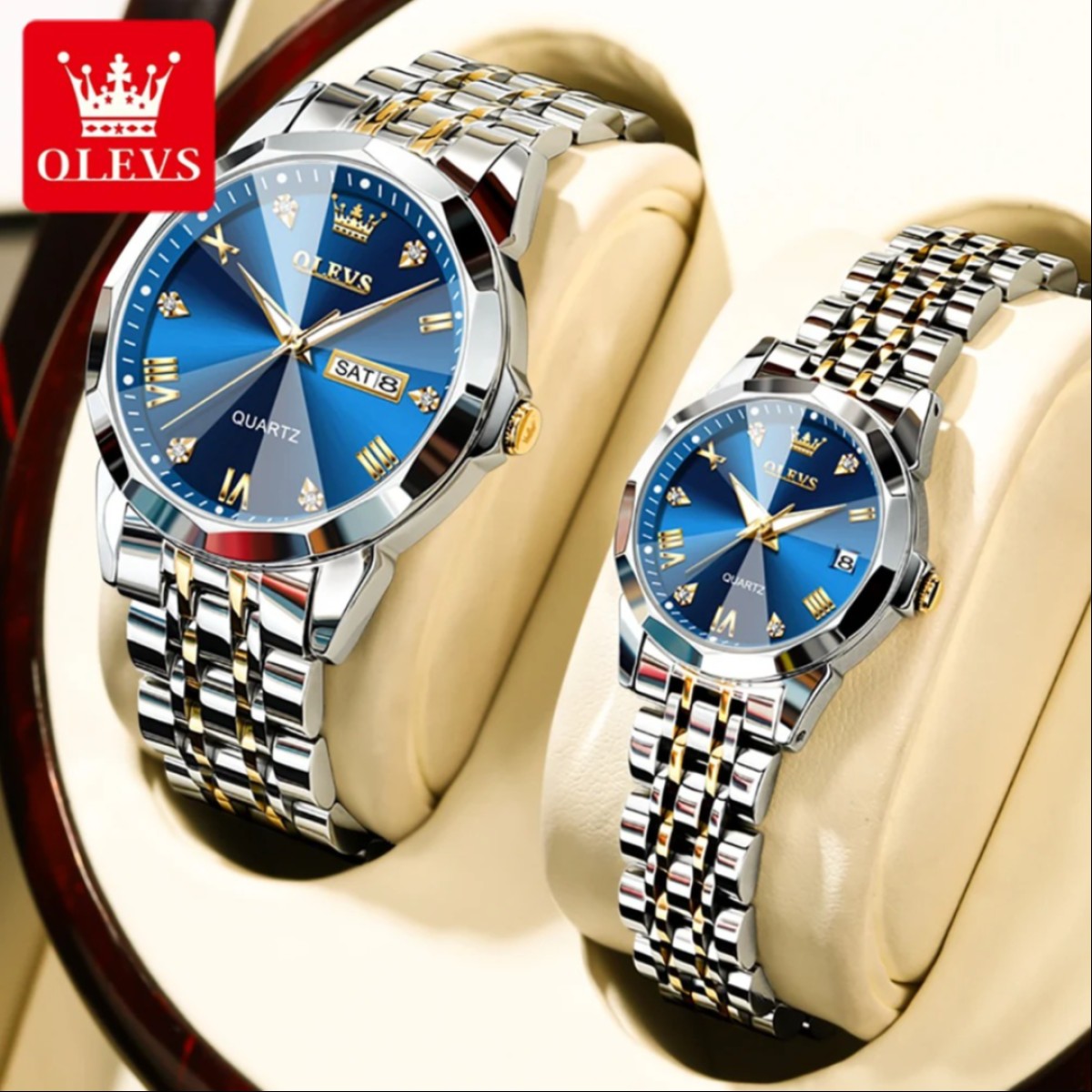 Olevs Stylish Couple-Blue Watch