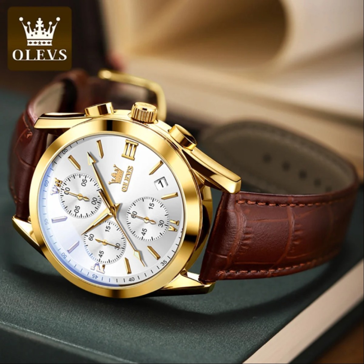 Olevs 2872 Fashionable Analog leather Men's Watch