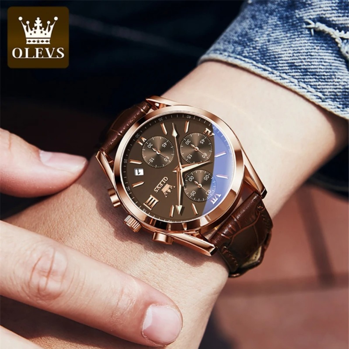 Olevs 2872 Fashionable Analog leather Men's Watch