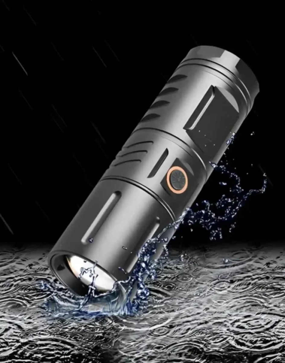 RECHARGEABLE LED TORCH LIGHT, WATERPROOF STRONG LED FLASHLIGHT WITH POWER BANK