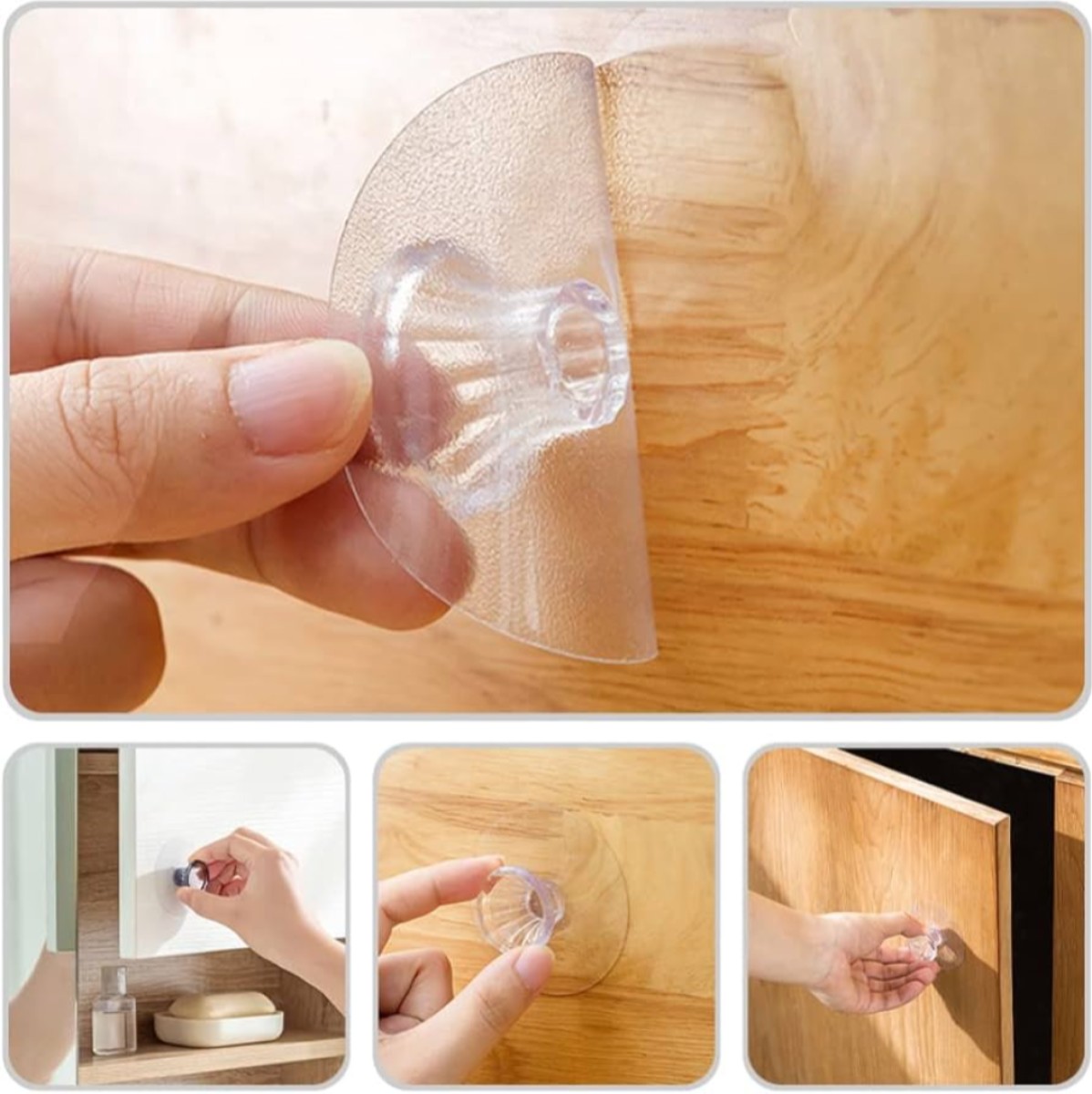 Transparent Crystal Drawer Handle Diamond Shape Self-Adhesive Hook Alpha Bridge