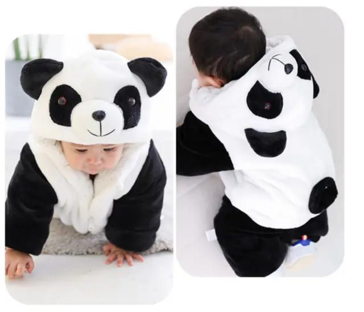 Baby Boy/Girl Cute Panda Design Fluff Long Sleeve Hooded Romper