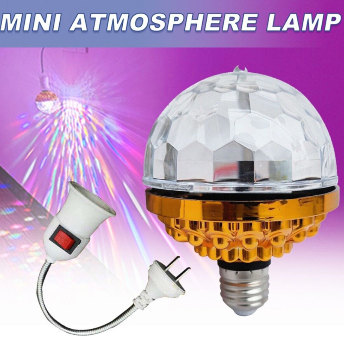 E27 Colorful Rotating Light Disco Ball Bulb