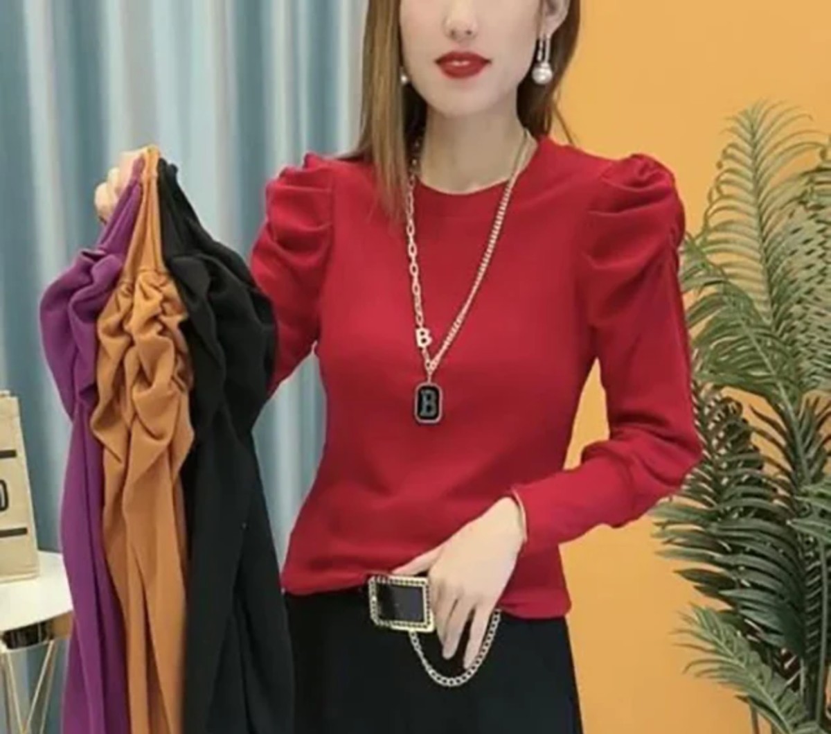 Crop top full sleeve fashionable blouse for women's