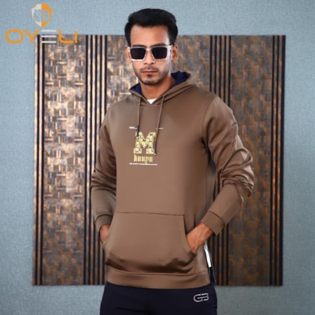 Men's Hoodie-Pastel Brown