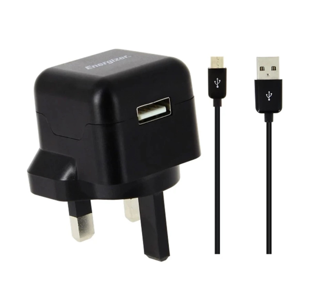 Energizer CL UK Plug Charging Adapter with Micro USB Cable (ACA1AUKCMC3) - Black