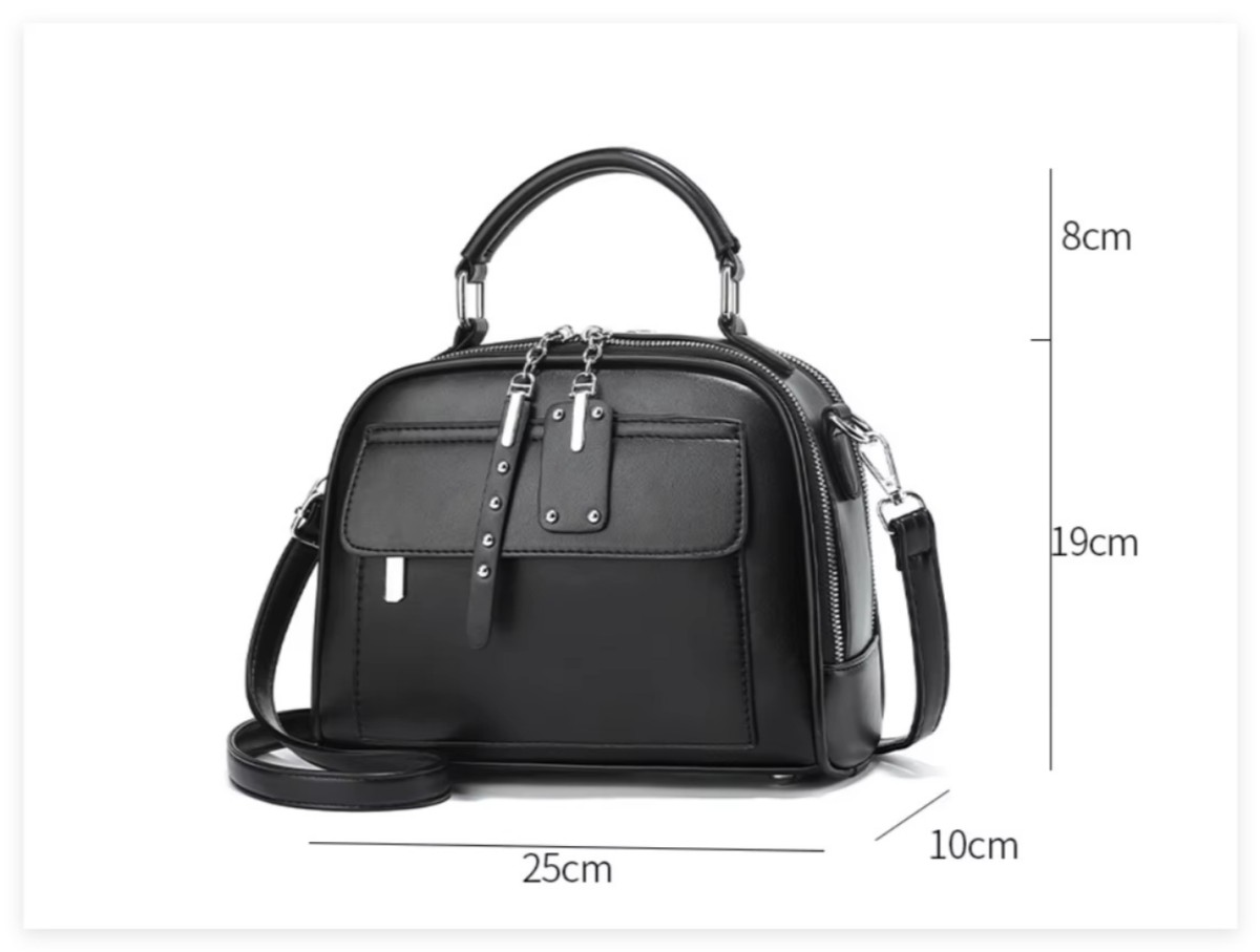 High end ladies' handbag multi-layer large capacity commuting bag (Black)