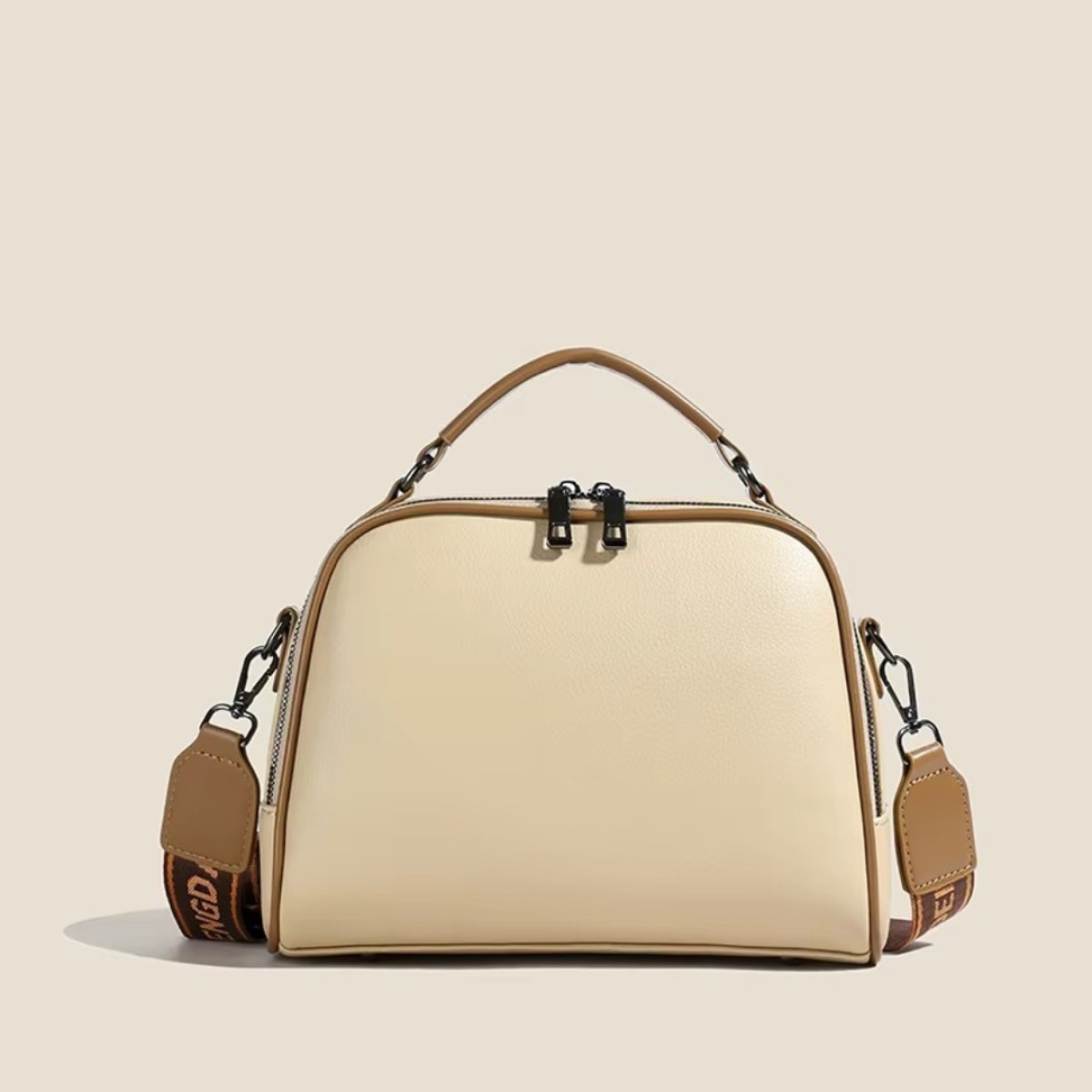 High end ladies' handbag multi-layer large capacity commuting bag(Cream)