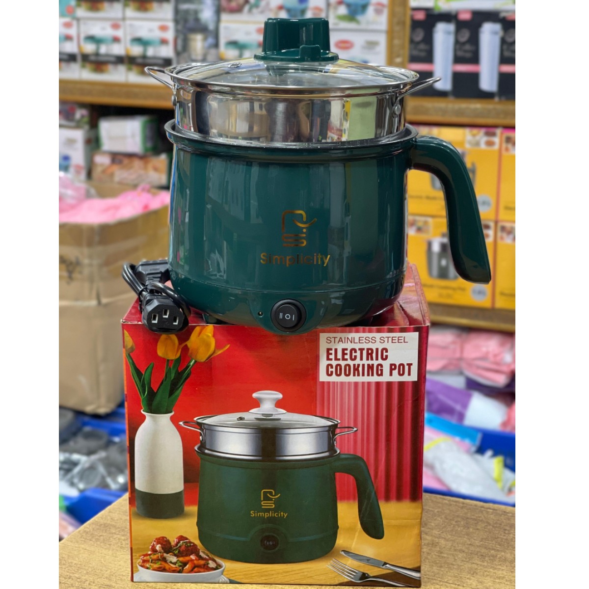 Portable Electric Multicooker Cooking Pot With Steamer and Multipurpose 1.8 Liter