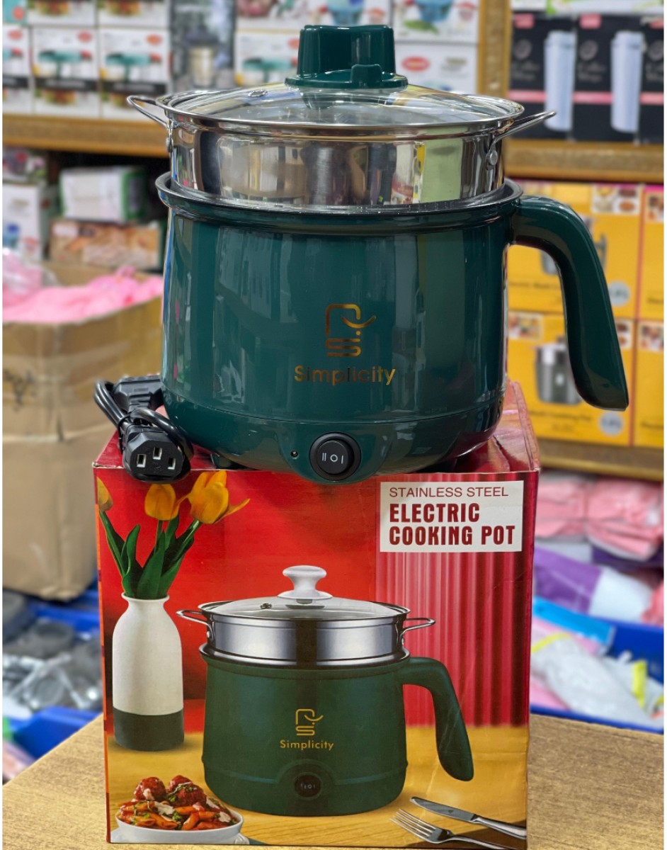 Portable Electric Multicooker Cooking Pot With Steamer and Multipurpose 1.8 Liter