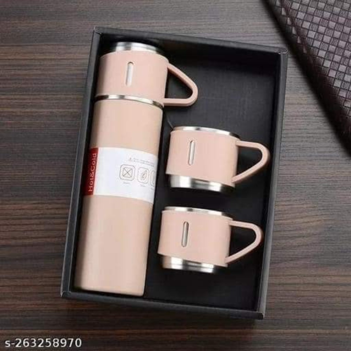 Steel Vacuum Flask Set with 3 Steel Cups Combo-500ml Double-Layer Stainless Steel - Teal