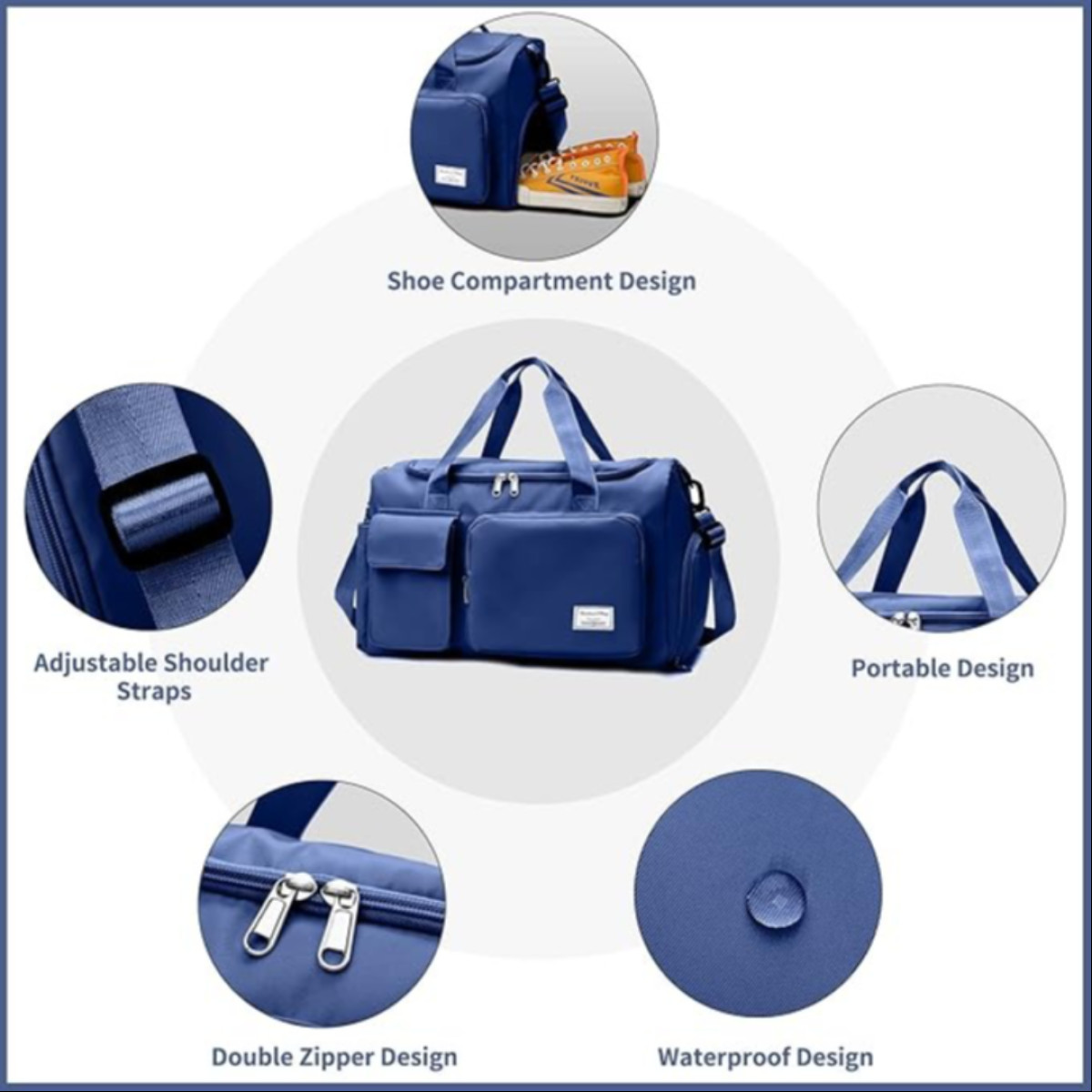 Fashionable Large Capacity Travel & Gym Bag Blue