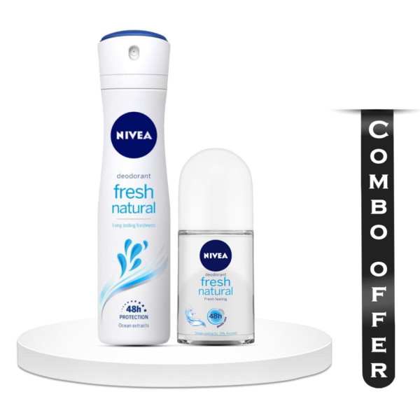 Combo Of 2Pcs Nivea Fresh Natural Female Deodorant - 150ml and Roll on - 50ml