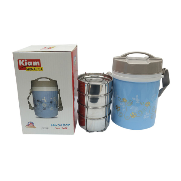 Kiam Steel Hot Tiffin Carrier Lunch Pot 4 Bati Monalisa