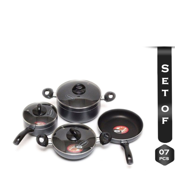 Set of 7 Pics KIAM Non Stick Cookware - Black and Ash