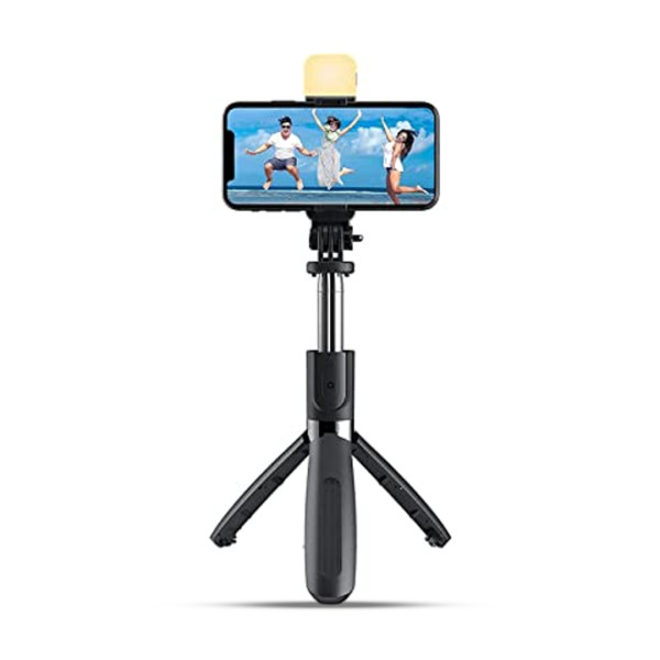 P20S Foldable Mini Tripod With Fill Light And Bluetooth Remote - Black