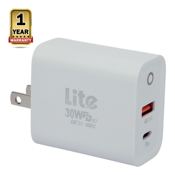 Lite PD USB Fast Charger US - 30 Watt - White - LC-2030