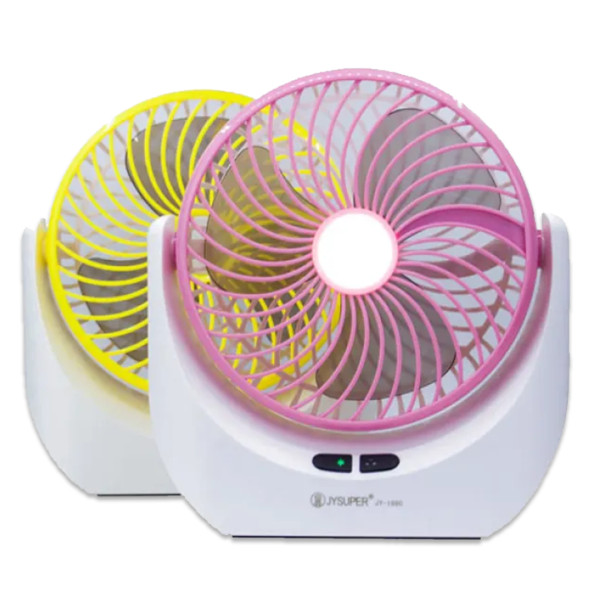 JY JY-1880 Rechargeable Mini Table Fan with LED Light - Multicolor