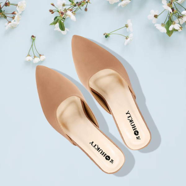 HUKTY Half Covered Heel for Women - Beige