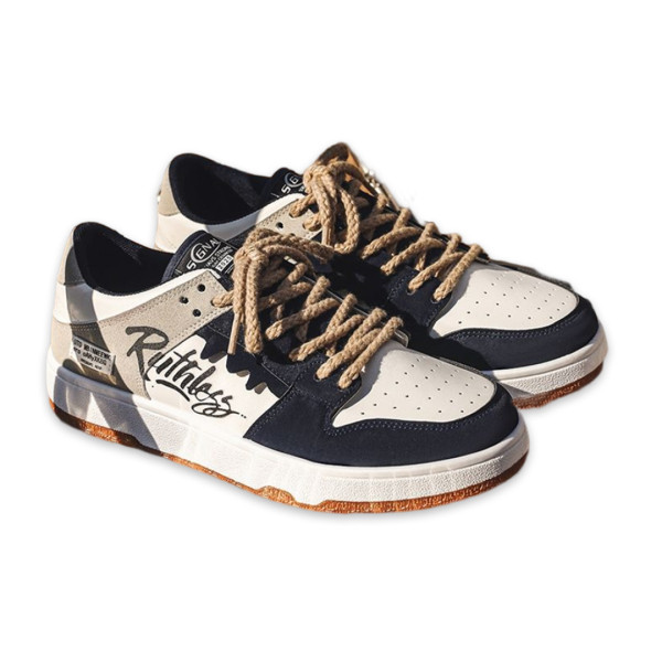 Leather Mesh Sneaker For Men - White And Blue - Regalo