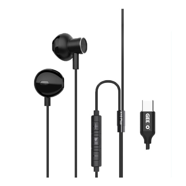 Geeoo X15 Plus Type C Surrounding Sound Type-C Earphone - Black