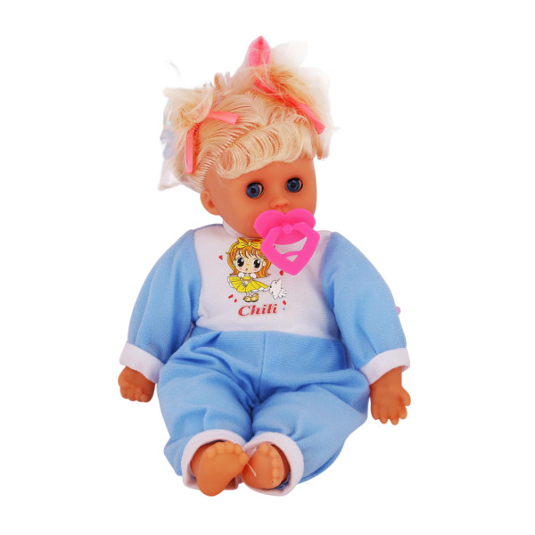 Soft Plush Little Crying Baby Barbie Doll With Beautiful Dress - Blue