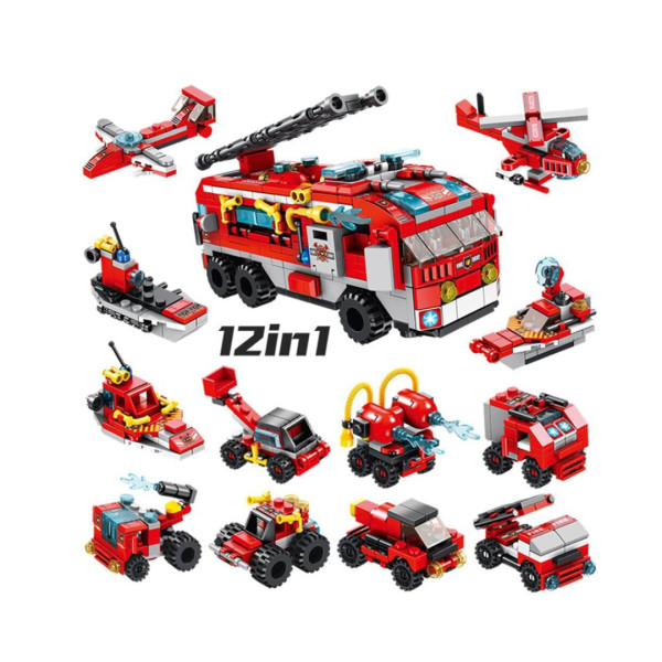 City Fire Truck 12 In 1 Lego Building Blocks Toys For Kids