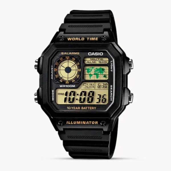 Casio Youth Digital Amber Dial Men’s Watch- AE-1200WH-1BVDF