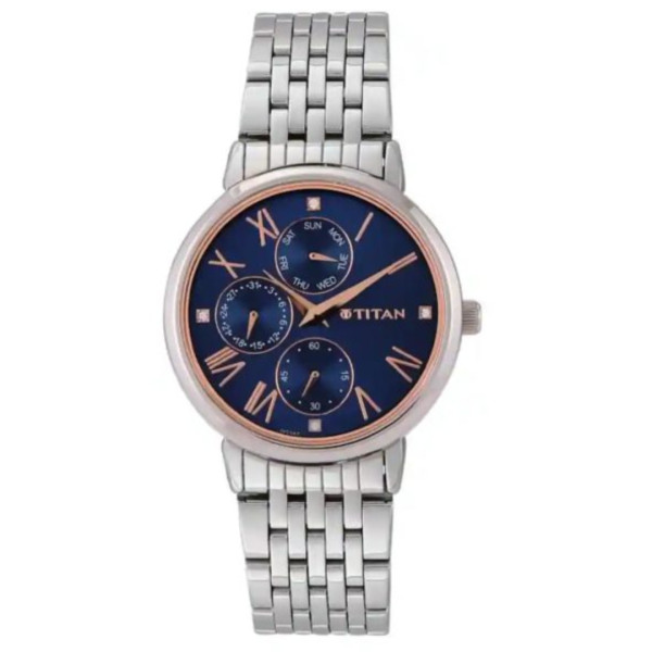 Titan Workwear Blue Dial & Stainless Steel Strap Ladies Watch – 2569SM01