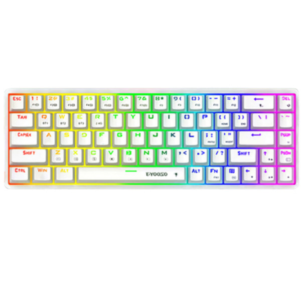 E-YOOSO Z686 TRI-MODE RGB HOTSWAP WIRELESS MECHANICAL KEYBOARD WHITE BLUE SWITCH