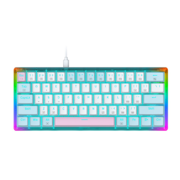 E-YOOSO Z11T TRANSPARENT ICE BLUE BACKLIT WIRED MECHANICAL KEYBOARD WHITE-BLUE BLUE SWITCH