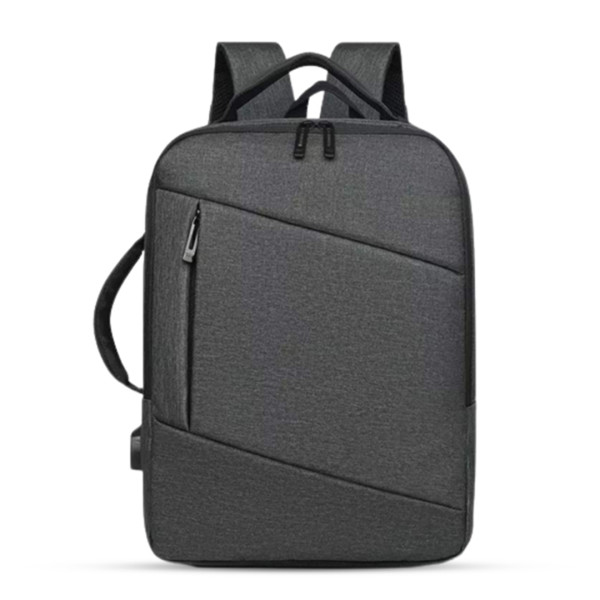 Nylon Multifunctional Laptop Backpack - Black - LB-23