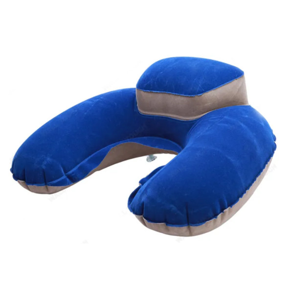 4 In 1 Double Part Inflatable Travelling Pillow Set With Eye Mask Ear Plug and Pouch