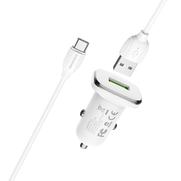 BOROFONE Bz12 Car Charger -Micro Charger - White