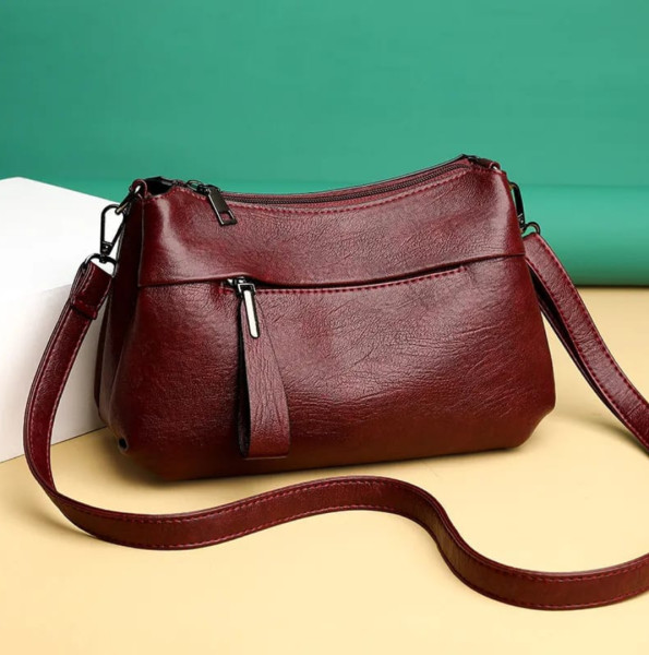 Crossbody bag artificial leather ( maroon color )