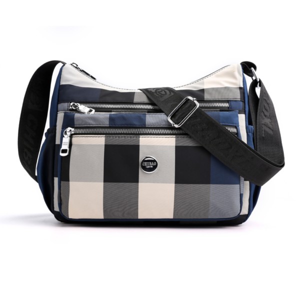 Chic Waterproof Plaid Multi Pocket Crossbody Hobo Bag(blue Color)