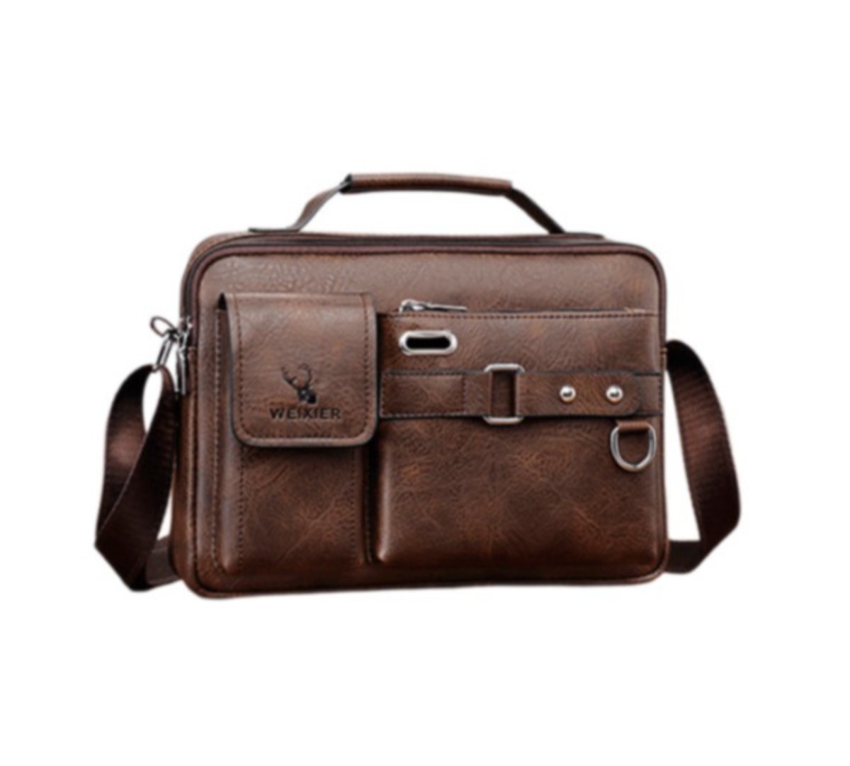 Men's Pu Leather Shoulder Bag (Chocolate color)