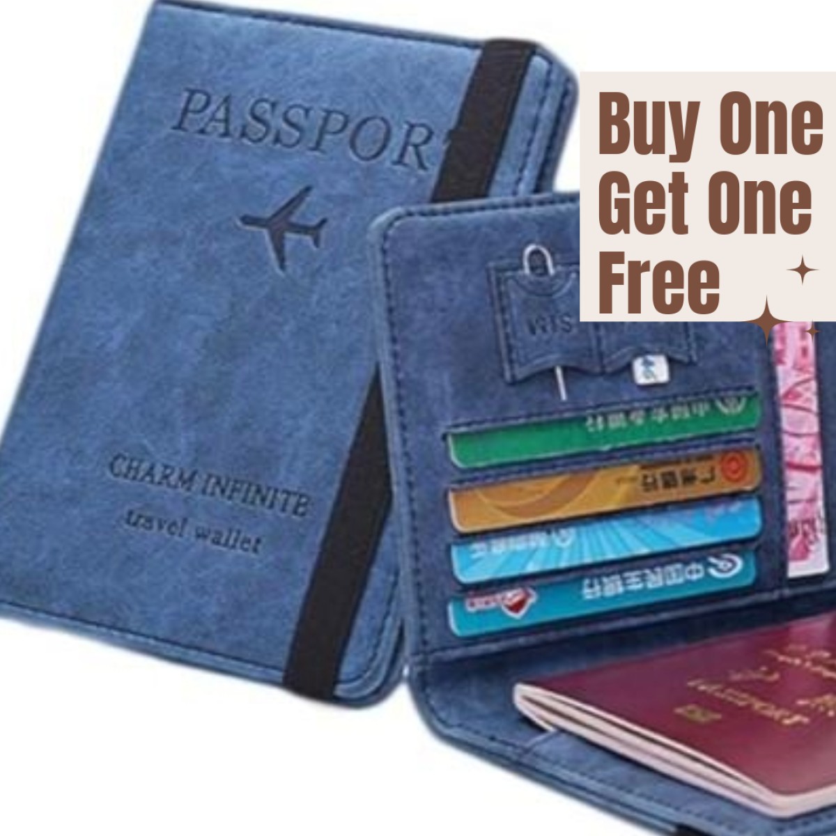 Buy 1 Business Leather Passport Covers Holder Wallet Case & Get 1 Free